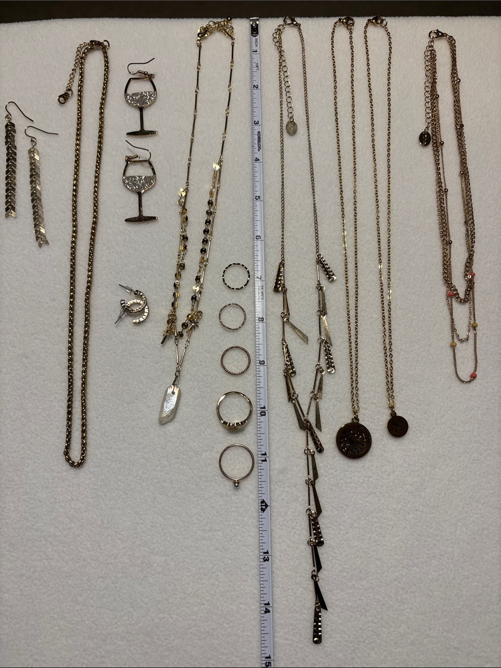 14 Piece Gold-Tone Women's Necklace, Earring and Ring Jewelry Set